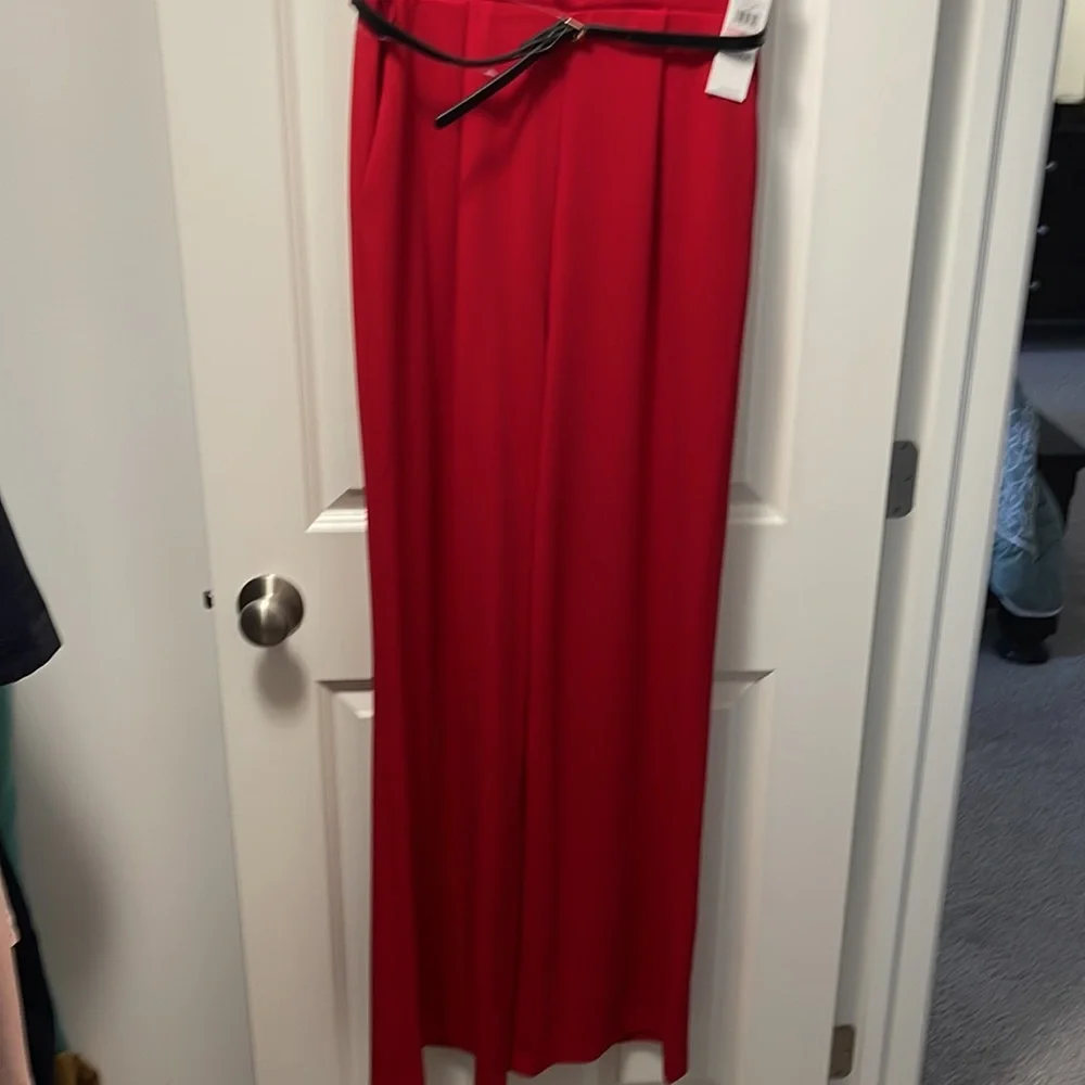 Calvin Klein brand new with tags red belted womens jumpsuit, size 10 - Picture 2 of 4